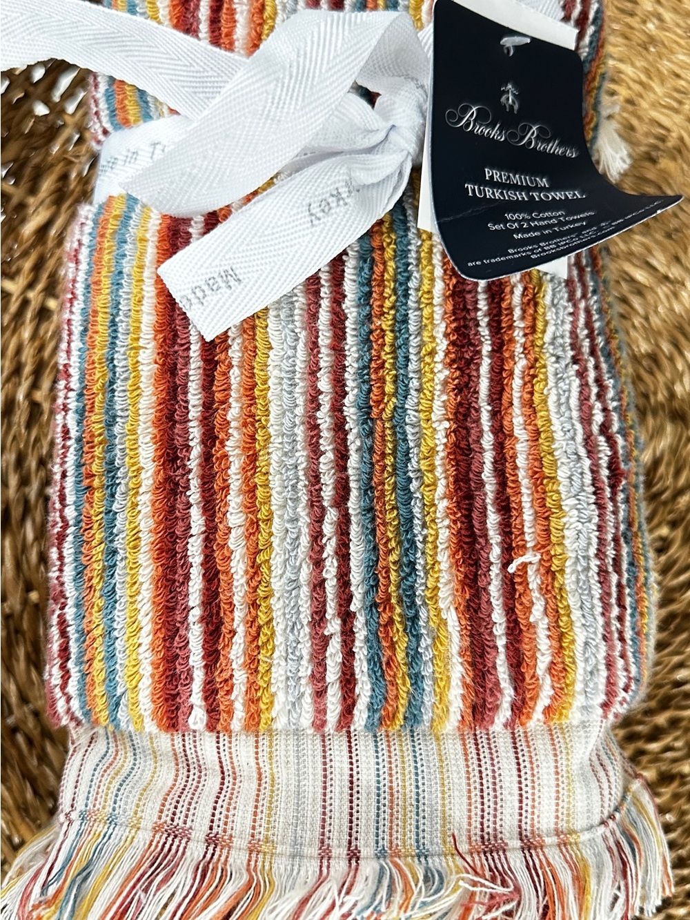 Brooks Brothers cotton hand towel set Turkish luxury towels 16x28”